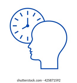 Personal schedule, time management, person with watch - line icon.