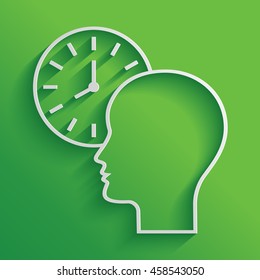 Personal schedule, time management, person with watch - line icon.