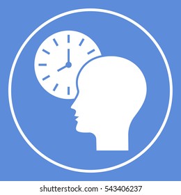 Personal schedule, time management, person with watch icon