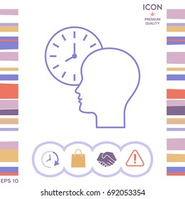 Personal schedule, time management, person with watch - line icon