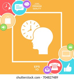 Personal schedule, time management, person with watch icon