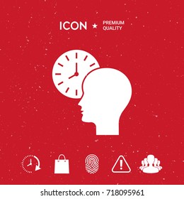 Personal schedule, time management, person with watch icon