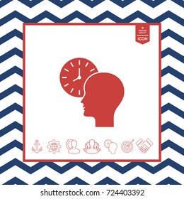 Personal schedule, time management, person with watch icon