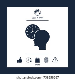 Personal schedule, time management, person with watch icon