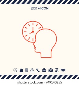 Personal schedule, time management, person with watch - line icon