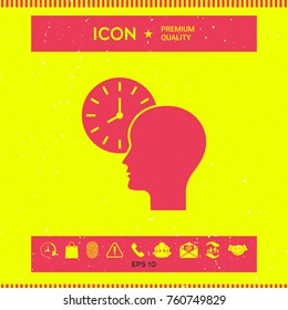Personal schedule, time management, person with watch icon