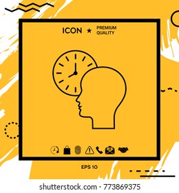 Personal schedule, time management, person with watch - line icon