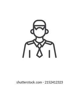 Personal Security Line Icon. Linear Style Sign For Mobile Concept And Web Design. Security Guard Outline Vector Icon. Symbol, Logo Illustration. Vector Graphics