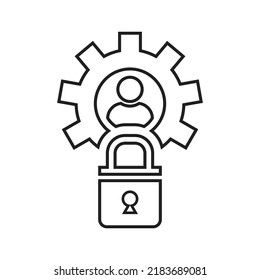 Icono personal, de seguridad, de línea de bloqueo. vector de contorno.