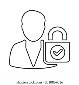 Icono de vector de contorno de seguridad personal, de seguridad, bloqueo, protección. 
