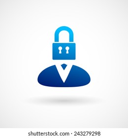 Personal security and privacy flat icon concept. Data administration, user profiles, information safety metaphors for user interface or illustration. 