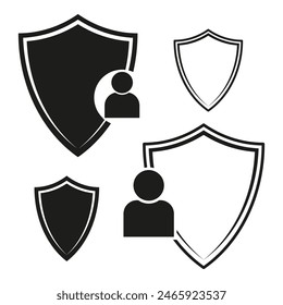 Personal security shields set. User privacy protection Vector icons. Profile safety symbols.