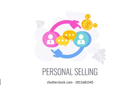Personal Selling Icon. Sale Infographics Icon. Strategy, management and marketing. Successful business of company in market. Flat vector illustration.