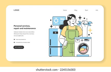 Personal services, repair and maintenance business web banner or landing page. Starting and developing a new start-up, local business. Potential for growth and success. Flat Vector Illustration