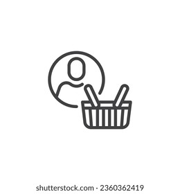 Personal shopper line icon. linear style sign for mobile concept and web design. Personal purchase basket outline vector icon. Symbol, logo illustration. Vector graphics