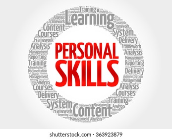 Personal Skills circle word cloud, business concept