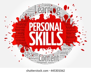 Personal Skills circle word cloud, business concept