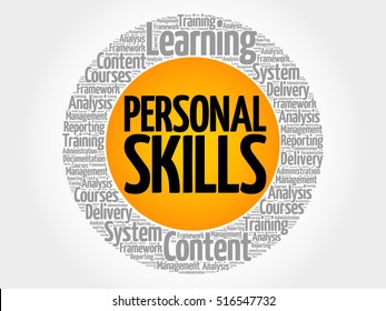 Personal Skills circle word cloud, business concept