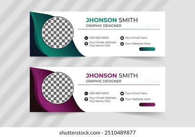 Personal social media cover template design with a creative business email signature or email footer.