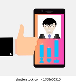Personal social media rate, social rating network, illustration rate graphic, ranking and count like, evaluation feedback social vector