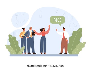 Personal space concept. Characters setting, protecting and violating personal boundaries during communication and social interactions. Proxemics, nonverbal communication. Flat vector illustration