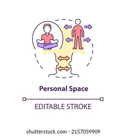 Personal Space Concept Icon. Keep Distance. Comfort Zone. Social Etiquette Abstract Idea Thin Line Illustration. Isolated Outline Drawing. Editable Stroke. Arial, Myriad Pro-Bold Fonts Used