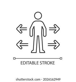 Personal space linear icon. Interpersonal distance between people. Keeping comfortable zone. Thin line customizable illustration. Contour symbol. Vector isolated outline drawing. Editable stroke