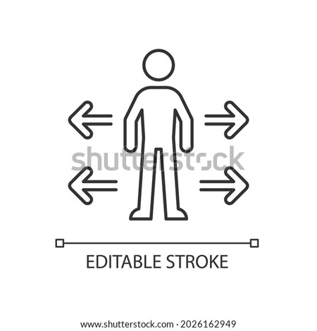 Personal space linear icon. Interpersonal distance between people. Keeping comfortable zone. Thin line customizable illustration. Contour symbol. Vector isolated outline drawing. Editable stroke