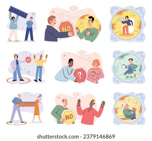 Personal space vector illustration. Establishing safe zone within our personal space promotes our mental well being Public spaces often necessitate larger personal space to accommodate numerous