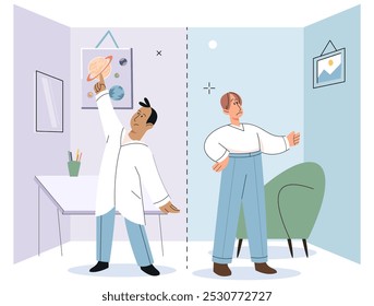 Personal space vector illustration. Public spaces often require larger personal space to accommodate multiple individuals The practice social distancing highlights importance personal space