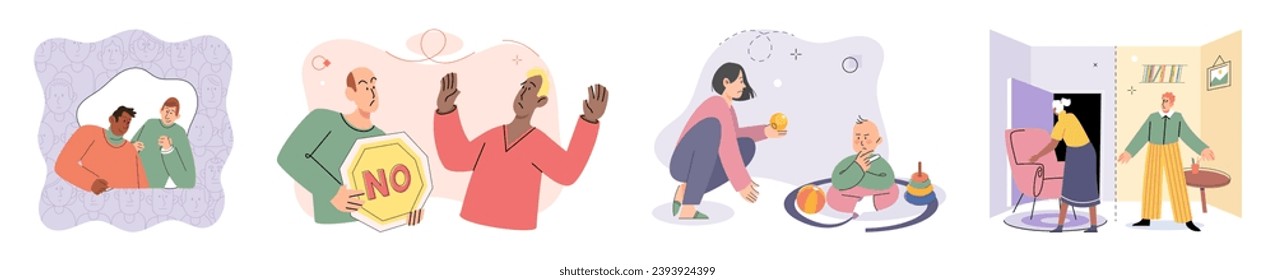 Personal space vector illustration. Respecting appropriate distance during social interactions demonstrates consideration for personal space Boundaries act as protective barrier for our personal space