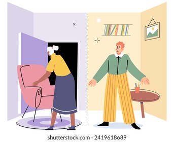 Personal space vector illustration. Some individuals prefer greater distance in their personal space to feel comfortable Establishing safe zone within our personal space is essential for our mental