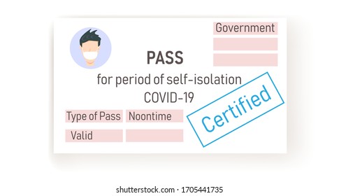 Personal special permit for movement during quarantine and coronavirus infection. Electronic special pass. Face control. ID number. Identification. Vector. Checking. Pass for period of self-isolation.