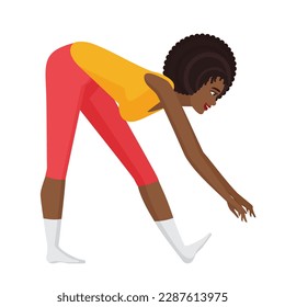 Personal sport trainer doing stretch. Yoga practice, pilates session vector cartoon illustration