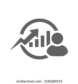 Personal, statistics, analysis icon. Gray vector graphics.