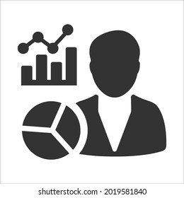 Personal, statistics, analytics, diagram icon. Black vector graphics.