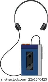 Personal stereo cassette player isolated illustration
