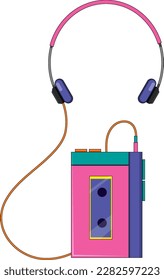 Personal stereo cassette player isolated illustration