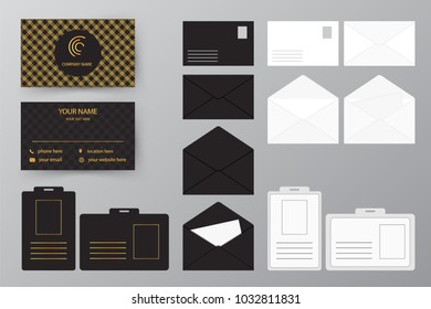 Personal style collection. Vector illustration design for business and personal use. Set of business card with envelope and badge. Modern presentation with company logo.