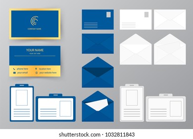 Personal style collection. Vector illustration design for business and personal use. Set of business card with envelope and badge. Modern presentation with company logo.