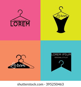 Personal Stylist, Shopper Logo Set. Vector Illustration, Editable. Icon Set For Clothing Shop, Stylist, Consultant. 