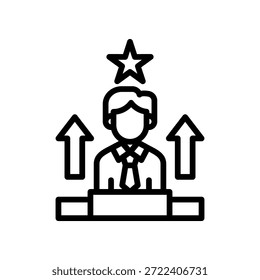 Ilustración vectorial de línea de icono de éxito personal