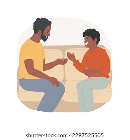 Personal talk with dad isolated cartoon vector illustration. Son having dialogue with dad, father and child discussing plans, people communication, teenager lifestyle vector cartoon.