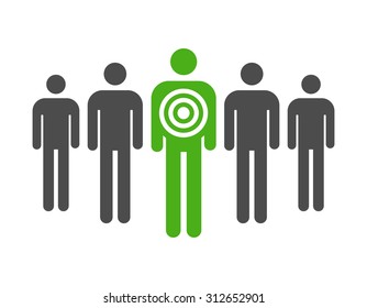 Personal targeted consumer marketing flat vector icon for apps and websites