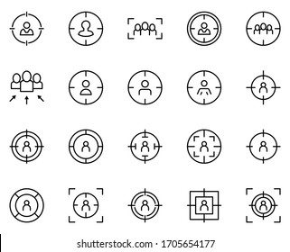 Personal targeting icon set. Collection of high quality outline web pictograms in modern flat style. Black Personal targeting symbol for web design and mobile app on white background. Line logo EPS10