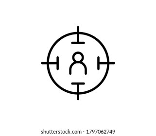Personal targeting line icon. High quality outline symbol for web design or mobile app. Thin line sign for design logo. Black outline pictogram on white background