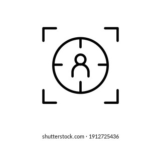 Personal targeting line icon. High quality outline symbol for web design or mobile app. Thin line sign for design logo. Black outline pictogram on white background