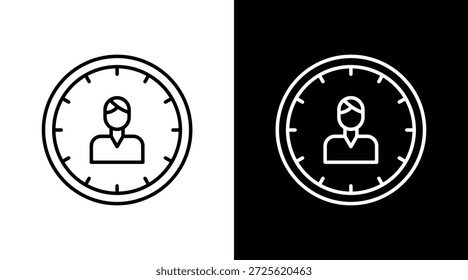 Diseño de conjunto de iconos blancos de contorno de tiempo personal