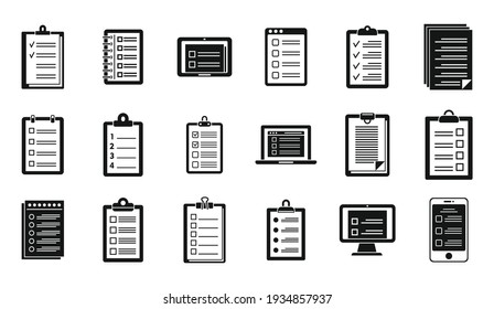Personal to-do list icons set. Simple set of personal to-do list vector icons for web design on white background
