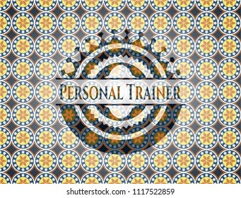 Personal Trainer arabesque badge. arabic decoration.